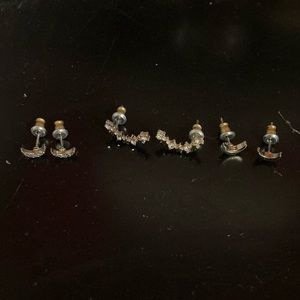 Loft star and moon earrings bundle, studs, silver